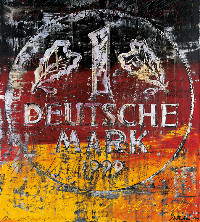 Deutsche Mark auf Schwarz Rot Gold